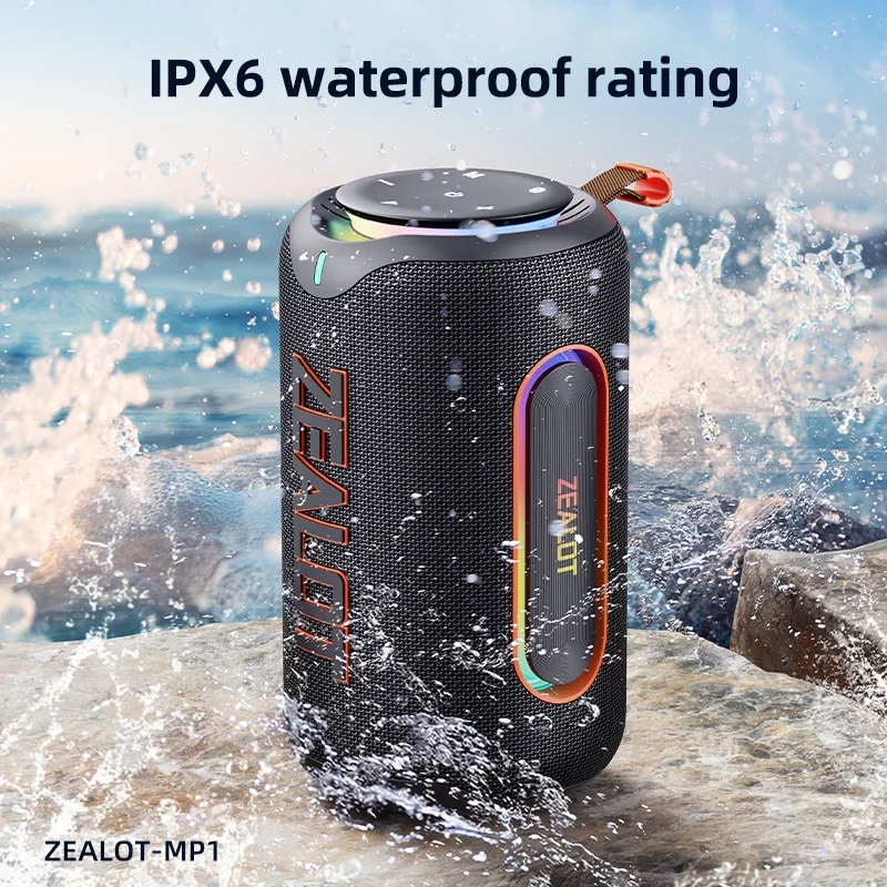 

ZEALOT-MP1 Portable Bluetooth Speaker 60W StormBox Blast Outdoor Wireless Speaker IPX6 Waterproof Party Camping Speaker 12H