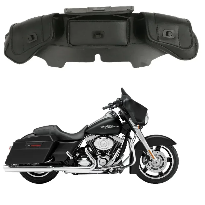 For Harley Touring Electra Street Glide 1996-2013 FLHTC FLHX FLHTCU Trike Motorcycle Windshield Bag Tri Pouch 3 Pocket Motorbike