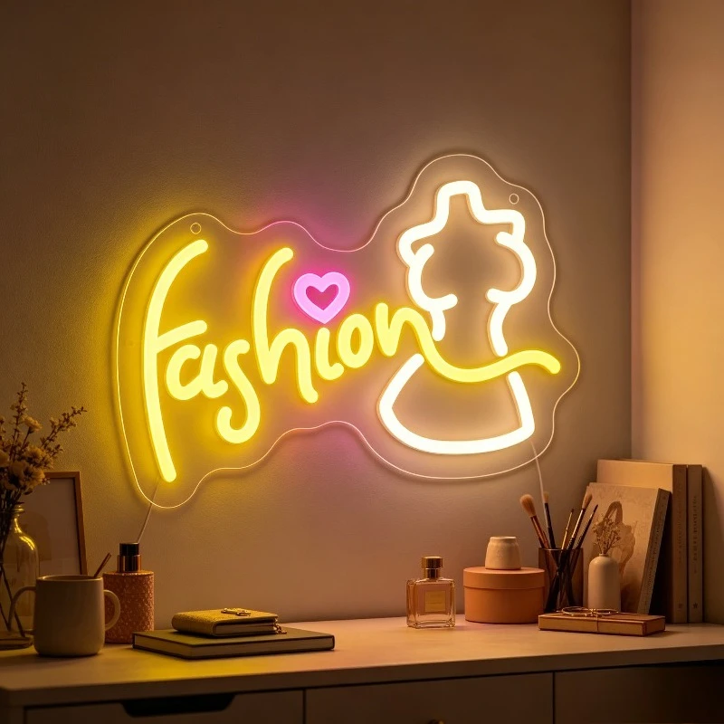 Fashion LED Neon Light USB Dimmable Neon Sign for Boutique Wall Light Stylish Bedroom Closet Dress Shop Window Display Gift Idea