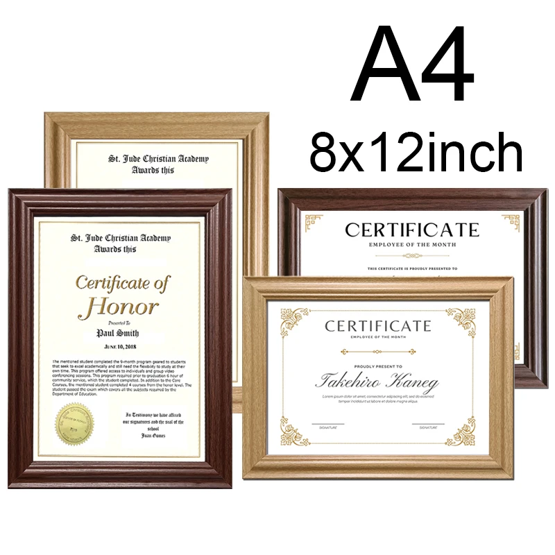 1/2pcs 8x12in Wood Phoro Frame A4 Certificate Document Honor Frame Retro Classic Wood Color Red Picture Frame Hung Desktop