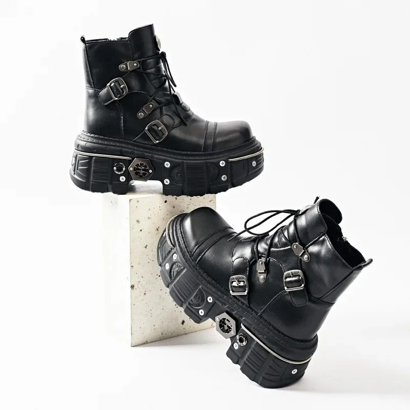 Platform 2025 New European and American Style Goth Style Locomotive Platform Sneakers Punk Boots Women