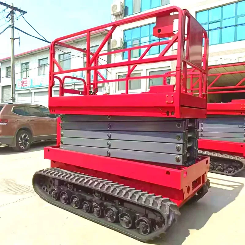 Electric mobile self-propelled automatic scaffolding rough terrain aerial work platform crawler scissor lift