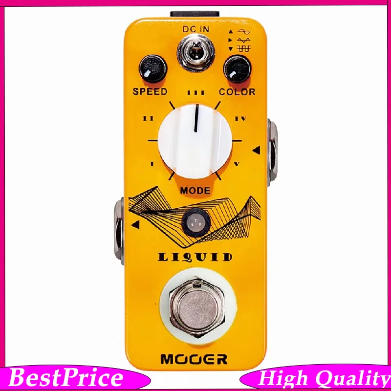 Pedal de Efectos para Guitarra MOOER Liquid, Phaser Digital con 5 Efectos Diferentes, 3 Ondas Seleccionables, True Bypass, Carcasa Metálica