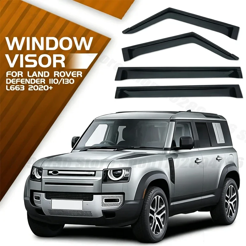Window Visors for Land Rover Defender 110 4pcs Side Window Rain Guard Wind Deflector Weathershield Vent Visor for Car Windows