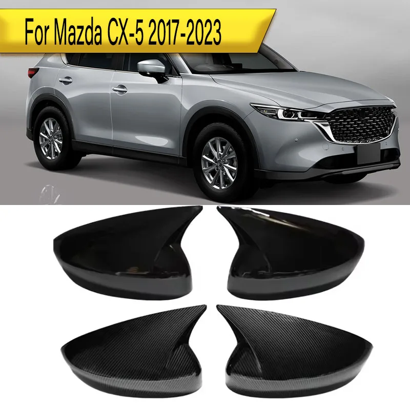 

For Mazda CX5 CX-5 2017-2023 Car Side Rearview Mirror Cover Wing Mirror Caps Black Paste style mirror housings
