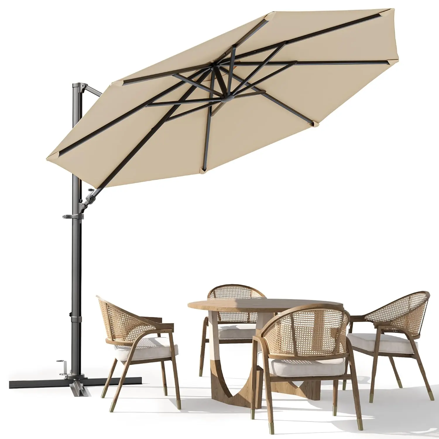 

Зонт для патио 3 м (10 футов) с высокой стойкой и 4 регулировками высоты, большой уличный зонт-опора с поворотом на 360 градусов, на заказ