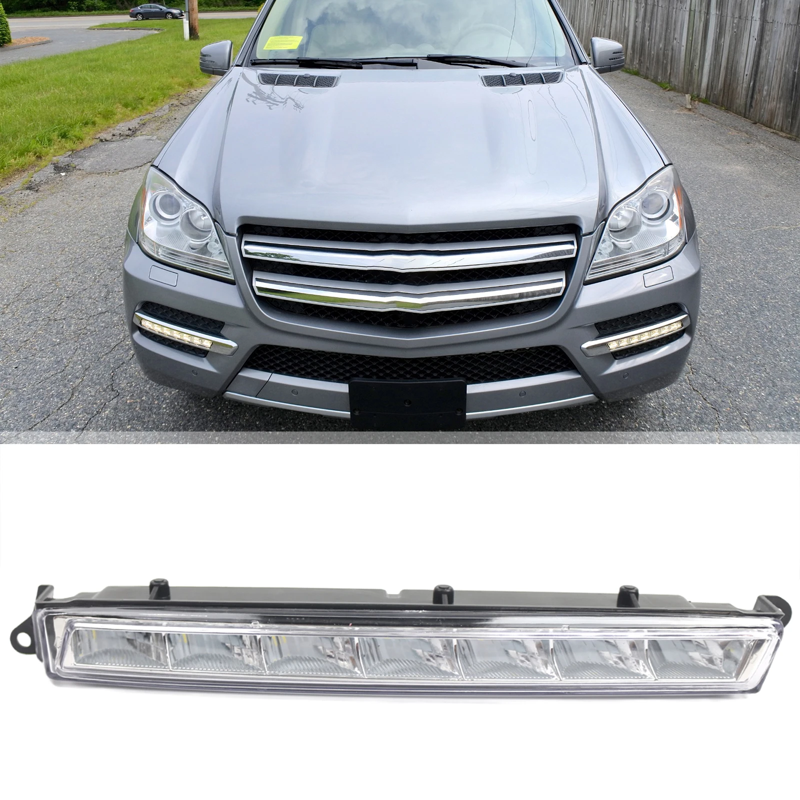 LED النهار تشغيل ضوء الضباب الخفيف لمرسيدس بنز X164 GL320/350/450/550 2009-2012 لمرسيدس بنز ML63 AMG W166 2011-2015 #4