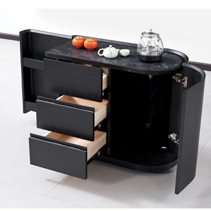 Solid wood tea cabinet Solid wood side cabinet Boiling water cabinet Integrated household tea cart Mobile tea table