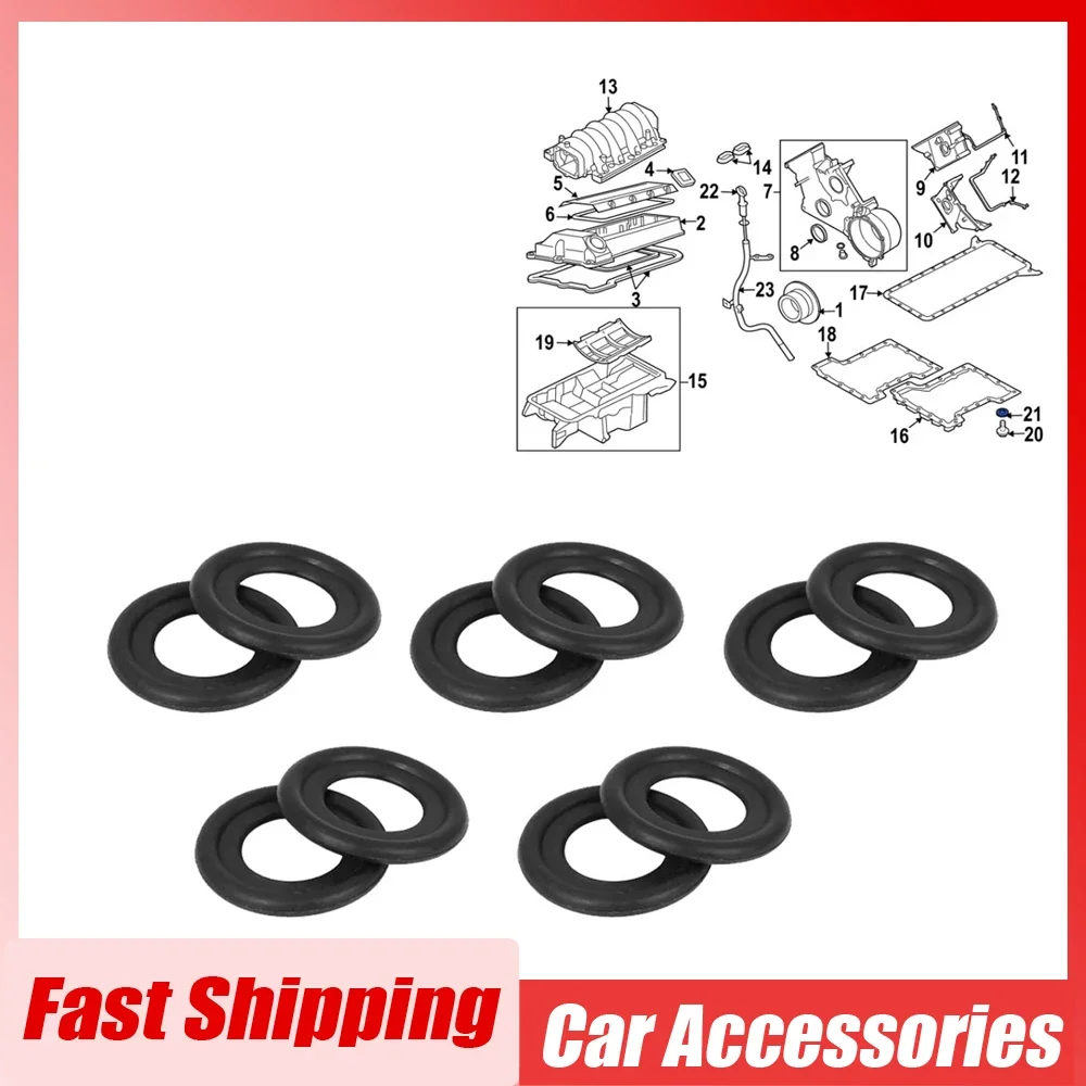 10 ชิ้นสีดํารถน้ํามันท่อระบายน้ําปะเก็นรถเครื่องยนต์คลิป Pad สกรูอัตโนมัติซีลปะเก็นอุปกรณ์เสริมสําหรับรถยนต์สําหรับ 12616850 3536966