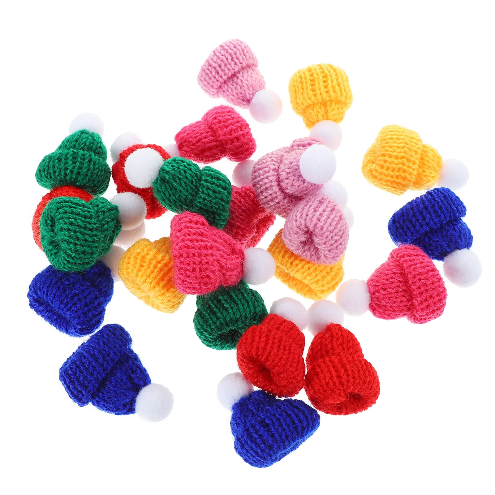 

24Pcs Christmas Mini Hats Vibrant Knitted Tiny Hat for Holiday Ornament DIY Xmas Decor Craft Accessory Mini Hats