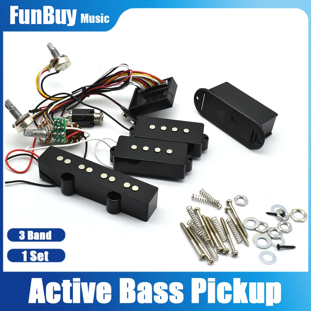 1set 3 Band Equalizer EQ Preamp Circuit Bass Guitar Tone Control Wiring Harness and 4JB