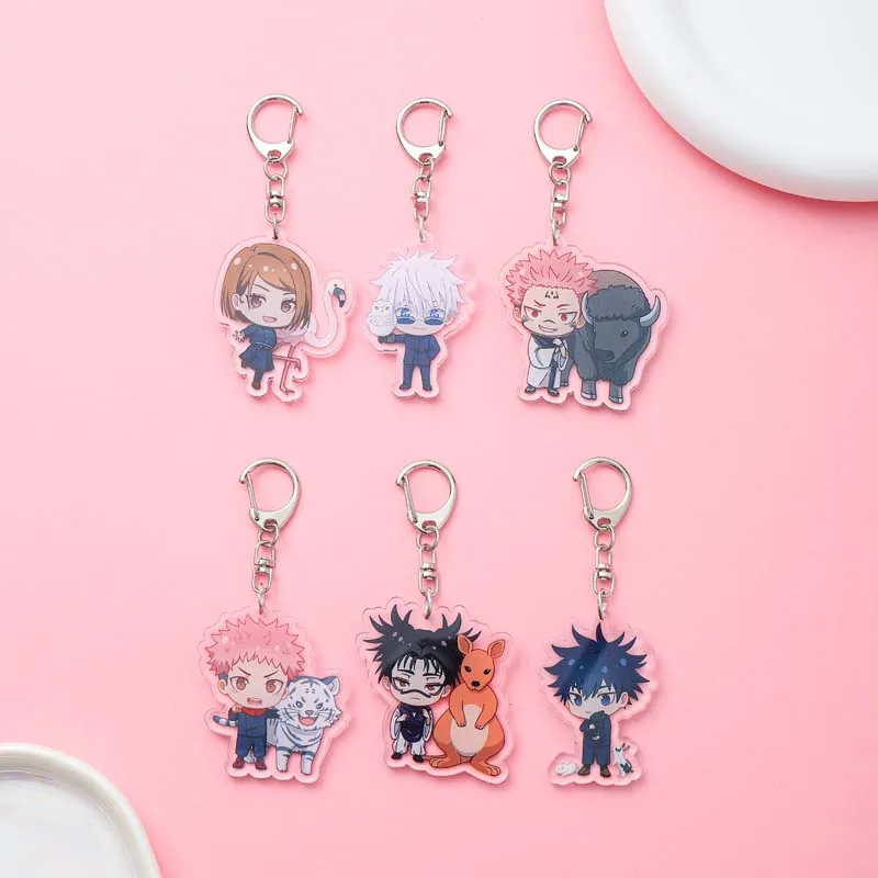 Anime Jujutsu Kaisen Acrylic keychain accessaries Cartoon funny Bag Pendant cute creative charm Car Keyring Friends Fans Gifts