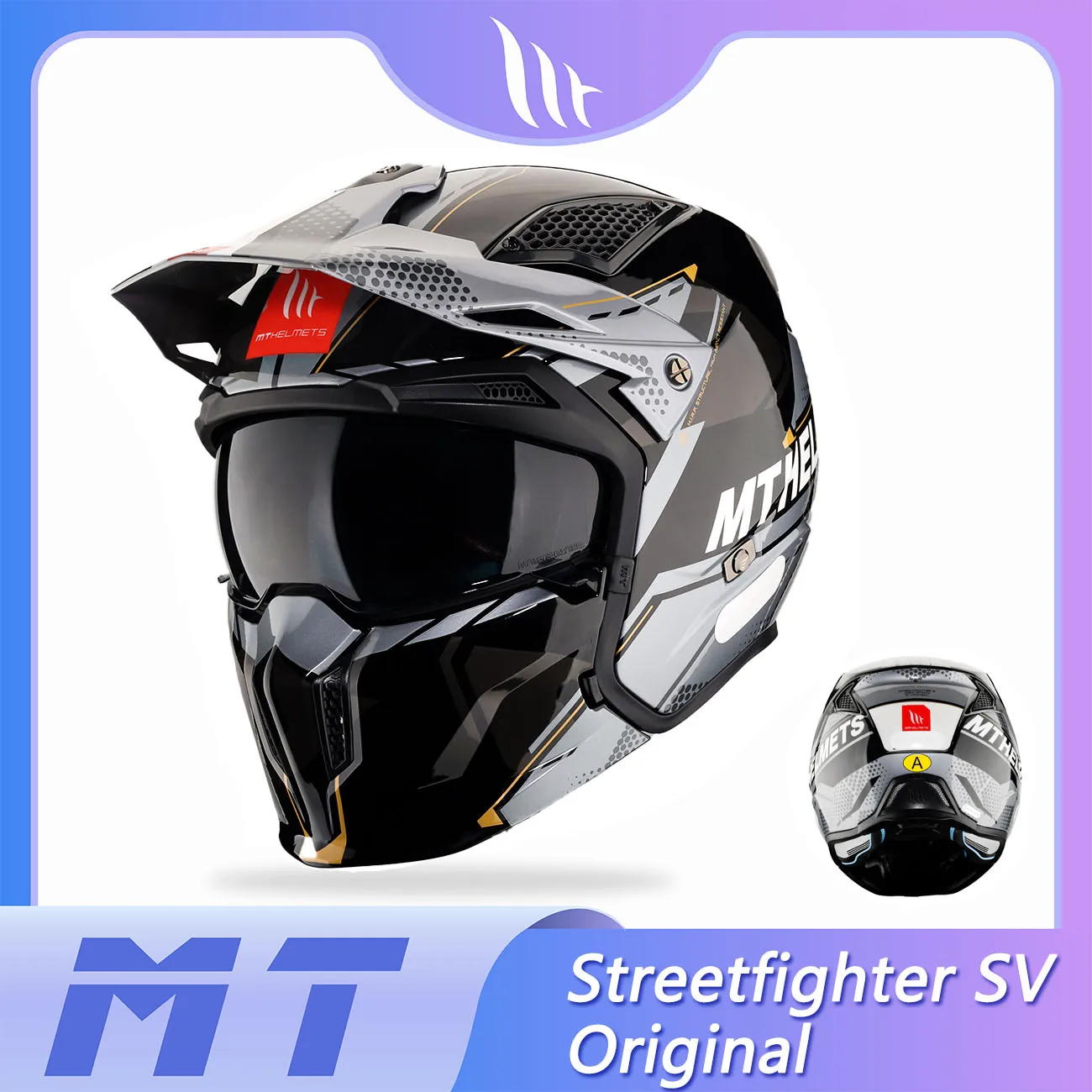MT HELMETS мотоциклетные шлемы мужские Streetfighter SV мотокросс гоночные покрытия серебряные модульные анфас аксессуары для мотоциклов