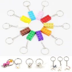 DIY MOC Keychain Brick 2x4 Building Blocks Creative Pendant Keychain Gift Plate Compatible Toys