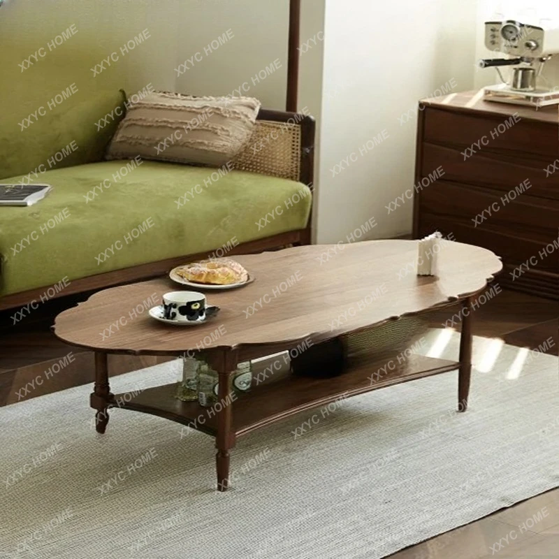 

solid wood round retro coffee table home coffee table minimalist tea table