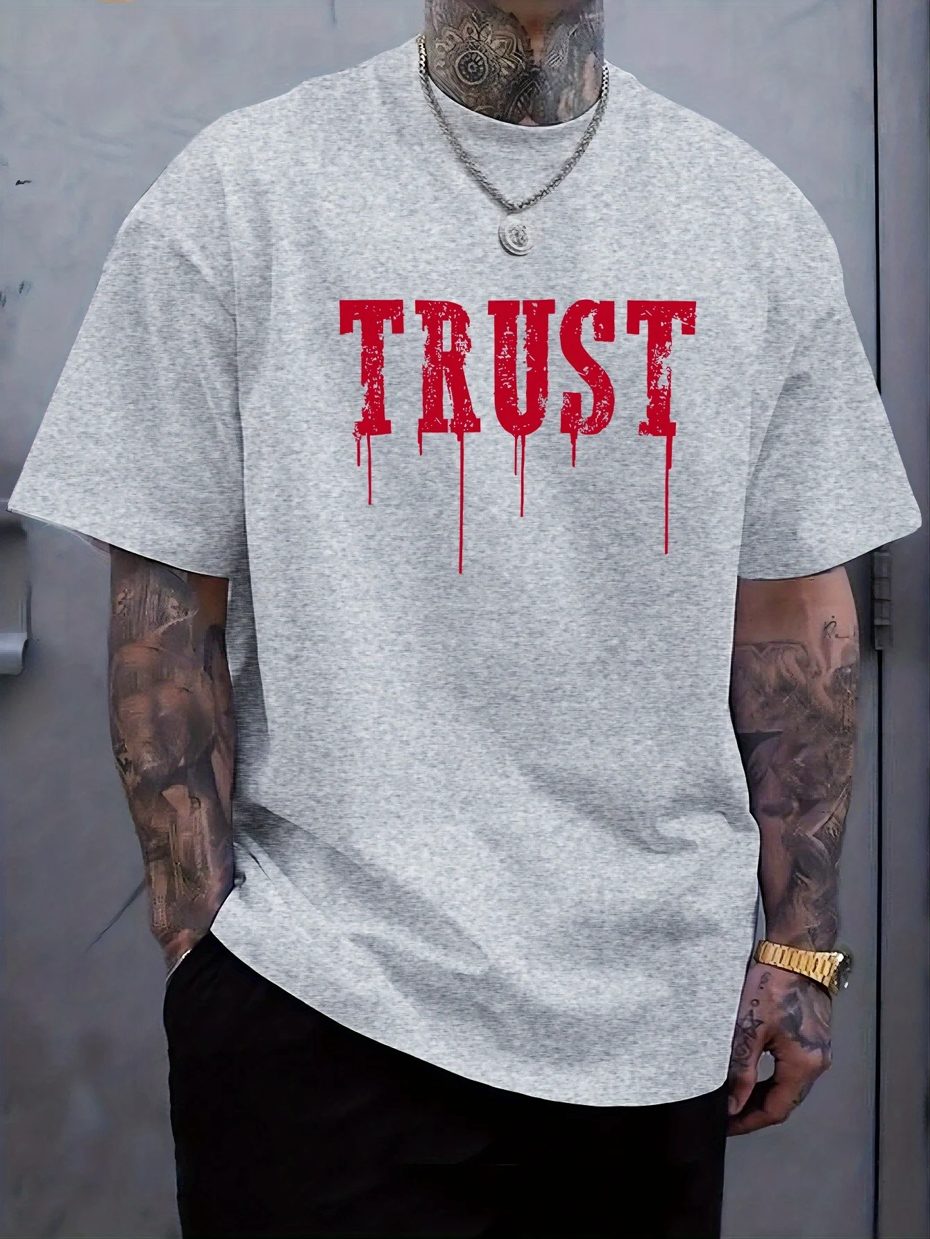 

2025 Limited Trust Graphic Luxury Brand Men Cotton Oversize Short Sleeve Summer Unisex Men Women Top Streetwear Tee Blouse