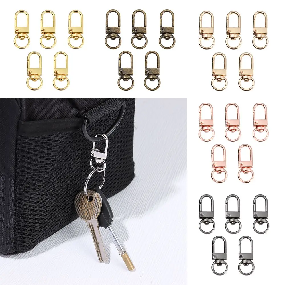 

5Pcs Metal Split Ring DIY KeyChain Collar Carabiner Snap Hook Bags Strap Buckles Lobster Clasp