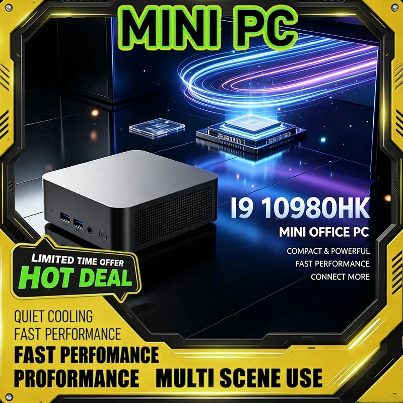 Mini Office PC Intel I9 10980HK Processor Powerful Small Desktop Computer Fast Response Multiple Ports for Business Office  Home