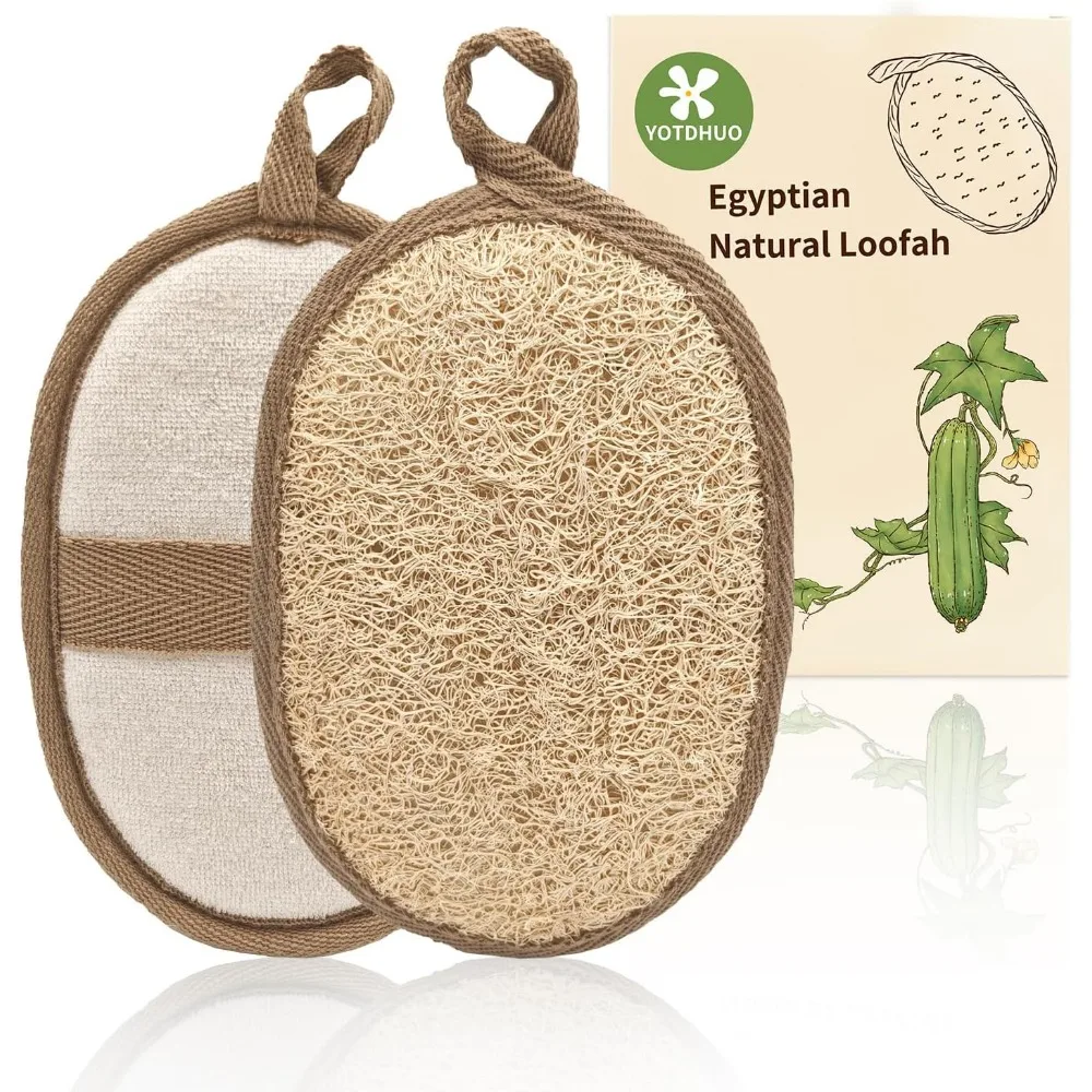 

Натуральная египетская губка для ванны Loofah, отшелушивающий скруббер для душа, органический люфф для мужчин и женщин (горячая 2 упаковки)