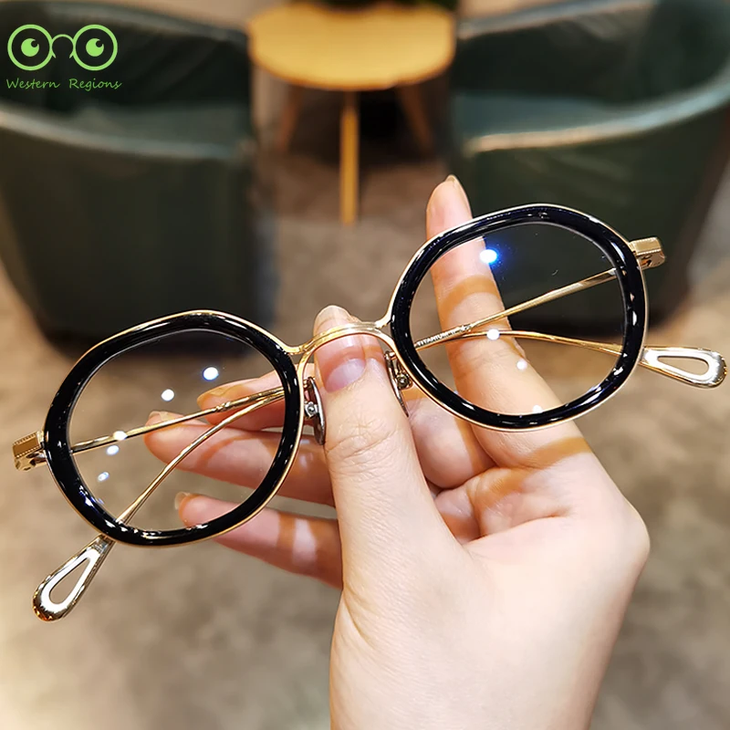 إطار دائري بسيط جديد لعام 2025 للرجال والنساء إطار تيتانيوم عصري وأدبي متعدد الاستخدامات وخفيف الوزن مع مرآة قصر النظر