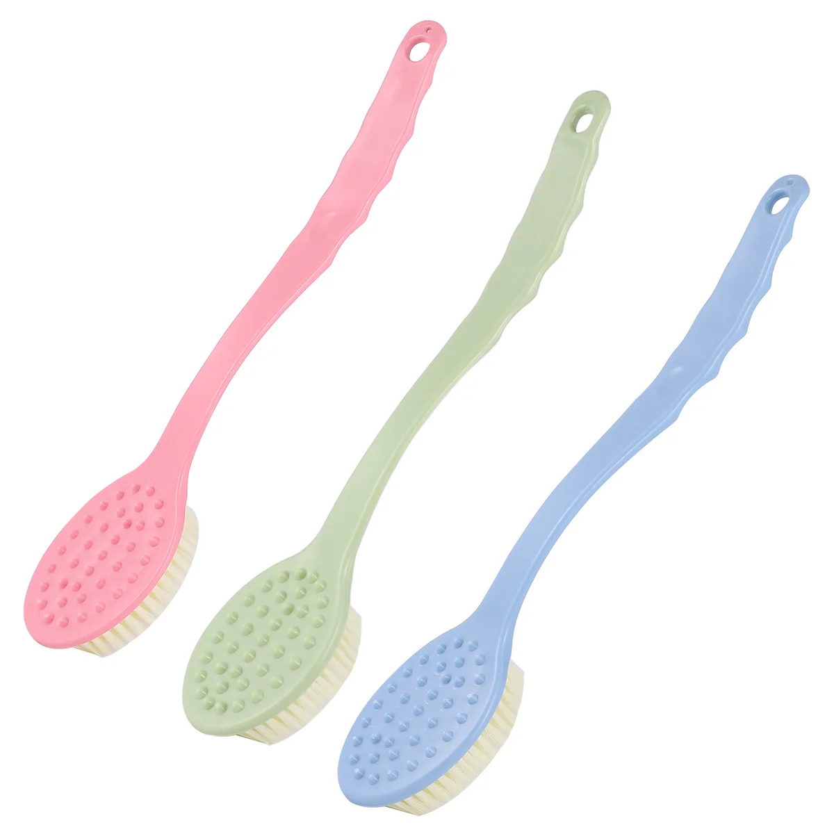 

3Pcs Long Handle Back Brush Bathing Brush Shower Scrubber Body Cleaning Bath Accessories for Massage Relaxation