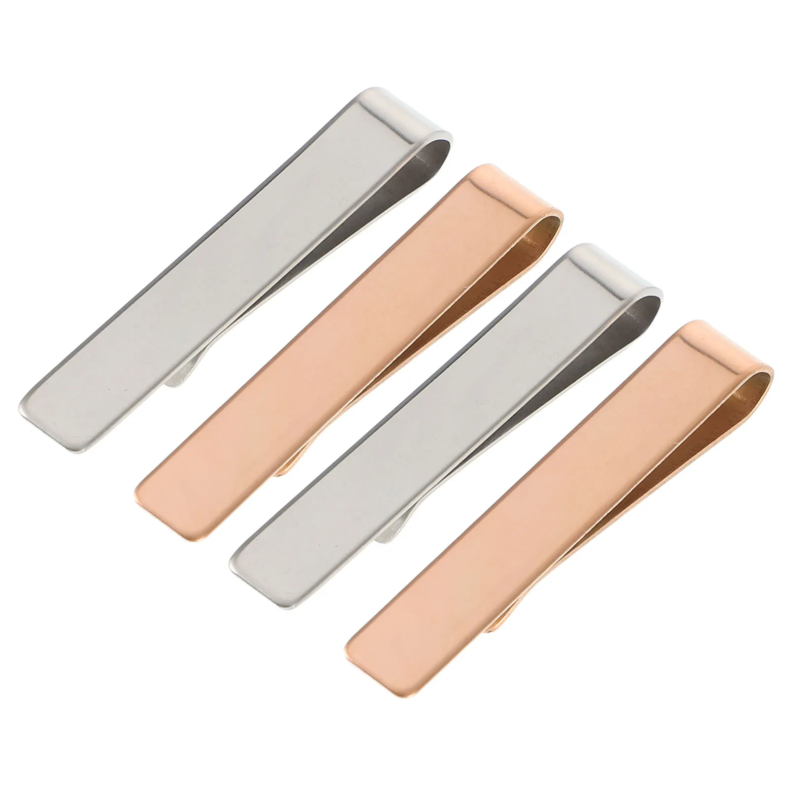 

4pcs Stainless Steel Tie Clips Elegant Mirror Wedding Business Accessories Groomsmen Metal