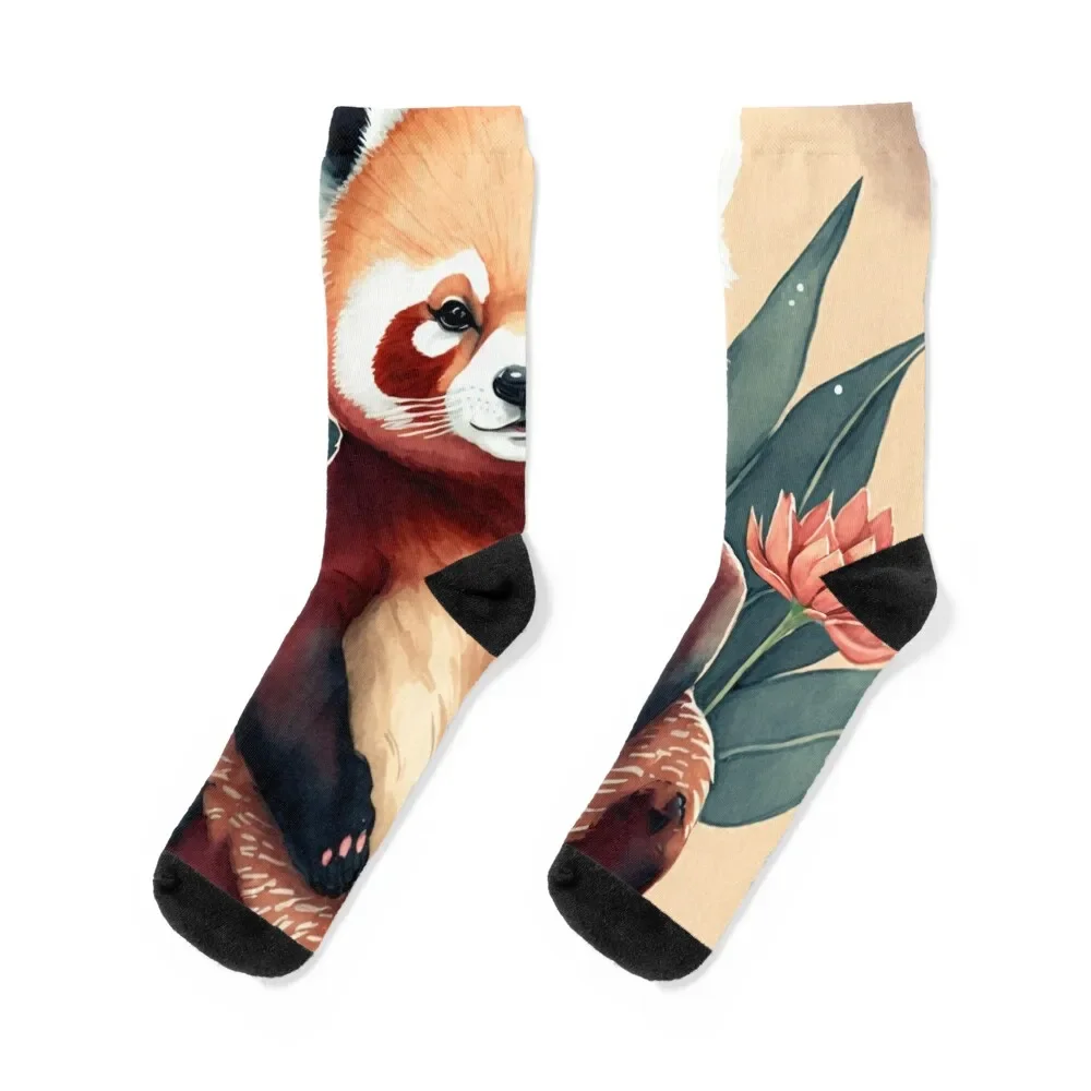 

Yoga Kawaii Red panda watercolor Socks Christmas Sports compression sport Socks For Men Women's