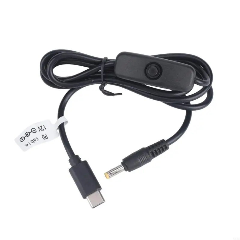 USB C Power Delivery to 12V Cable, 4.0X1.7Mm Round Tip, On Off Control, Center Positive, 1M Black Cord for Daily Device 896C