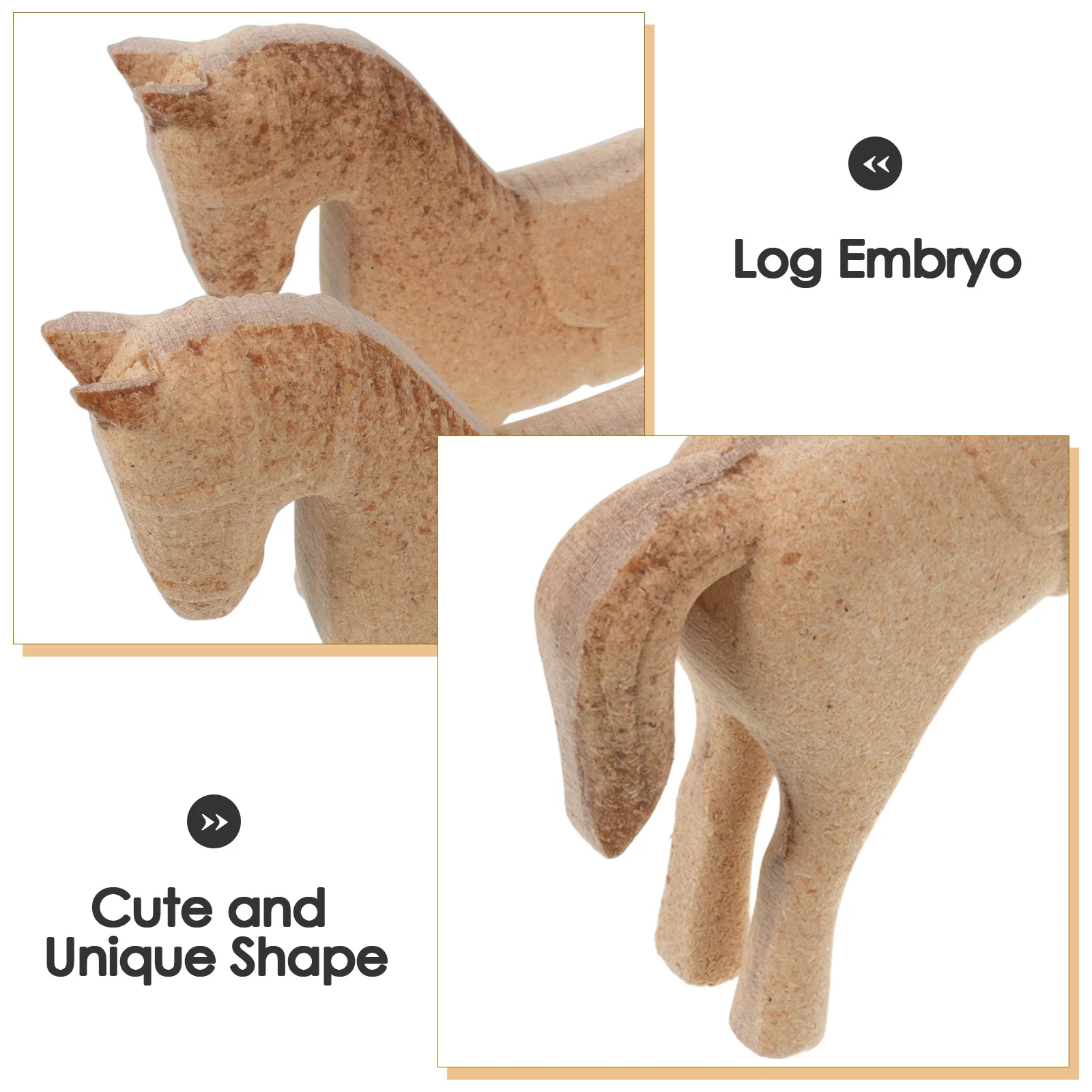 รูปปั้นม้าไม้ยังไม่เสร็จ 2 ชิ้น สำหรับงานประดิษฐ์ ระบายสี แกะสลัก รูปสัตว์ สำหรับเด็ก โครงการระบายสี ตกแต่งโต๊ะทำงาน โต๊ะสำนักงาน หรือโต๊ะในบ้าน