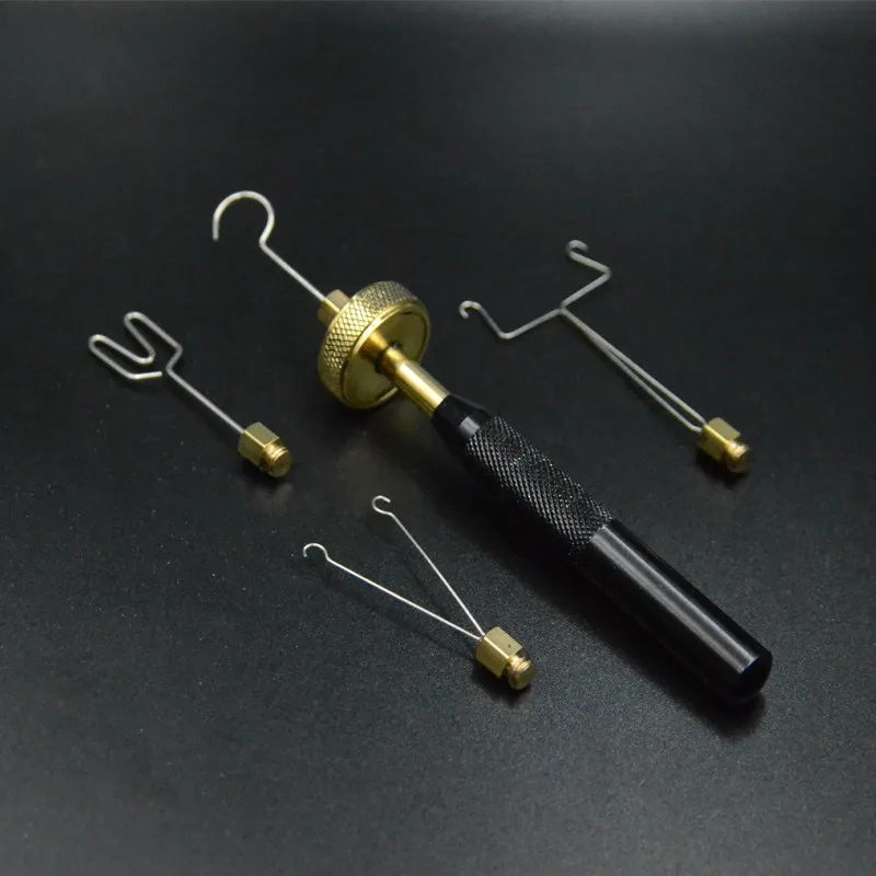 4-Line Fly Tying Tool with Stainless Steel Handle & Brass Spool