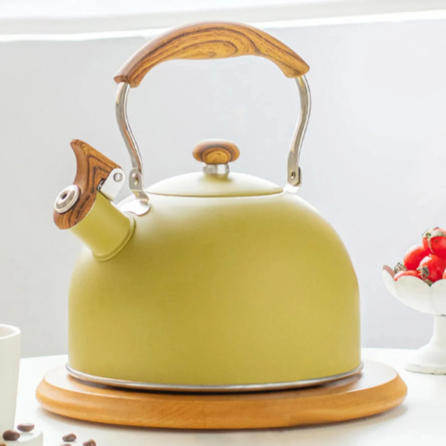 

Stylish Stainless Steel Whistling Tea Kettle for Hot Water on Portable Stove - Modern Coffee Pot with Whistle for Kitchen Use