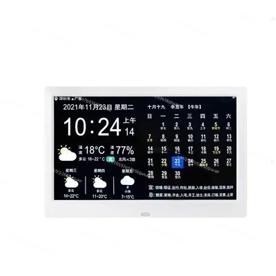 Horloge électronique avec prévisions météo WiFi, calendrier perpétuel de 10 pouces, température et humidité extérieures, cadre photo numérique