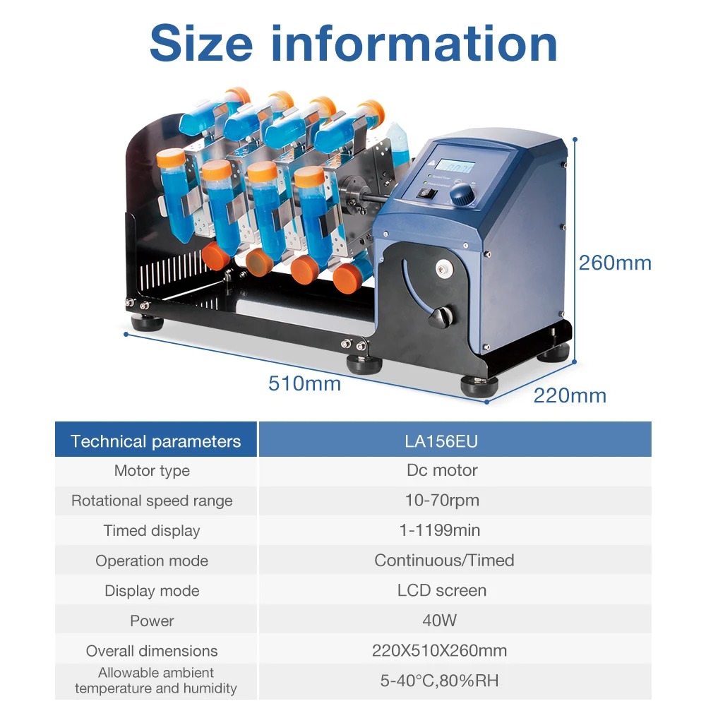 Lab Long Axis Rotating Mixer Tube Rotator Laboratory Mixer Machine Rotational Chemical Industrial Mixing Equipment