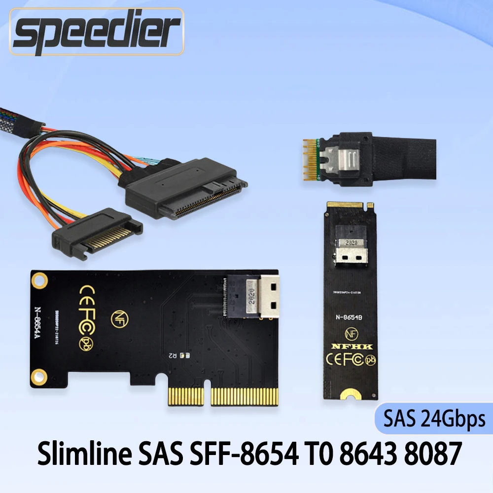 

Built-in Slimline SAS SFF-8654 To 8643 8087 SATA 8639 Cable SFF 8654 To U2 SSD/NGFF/NVMe/PCIe Adapter Card Hard Drive Data Cable