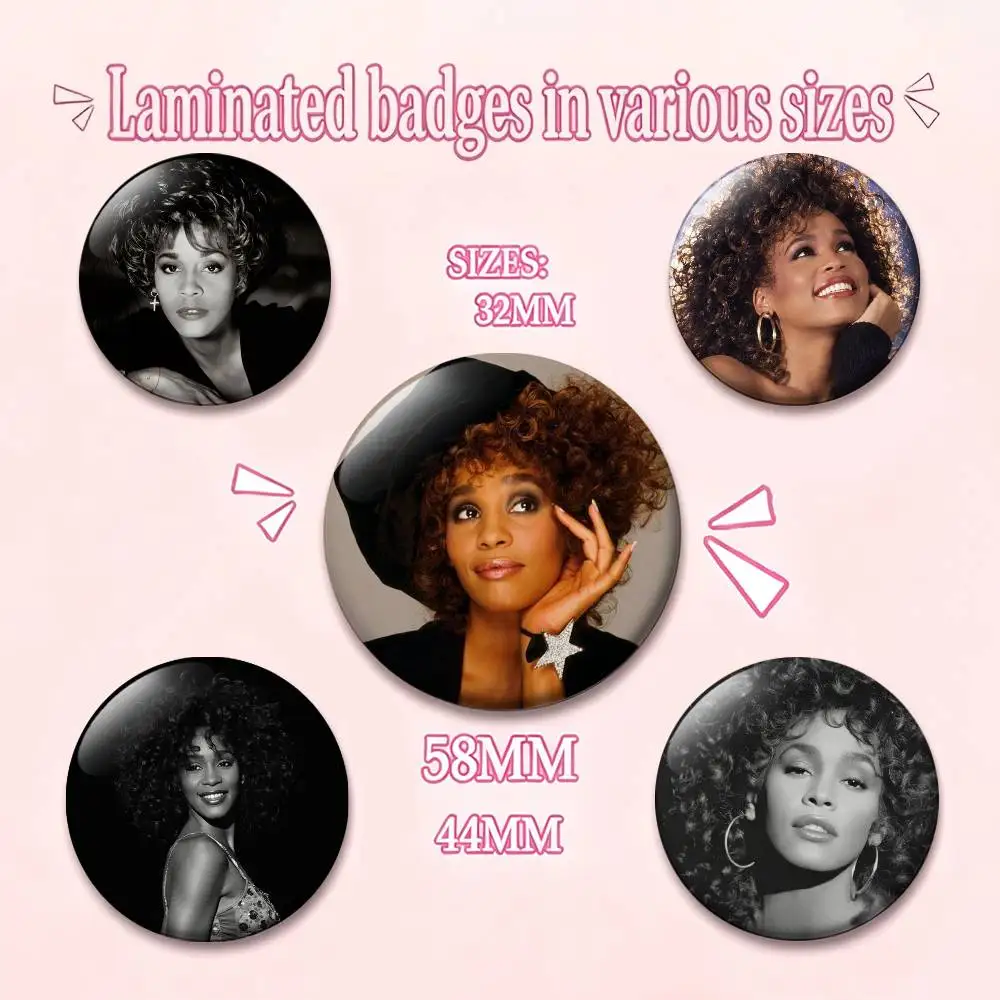 Singer W-Whitney H-Houston Laser Badge Applicable For Backpack Clothes Hats Decor Creative Accessories