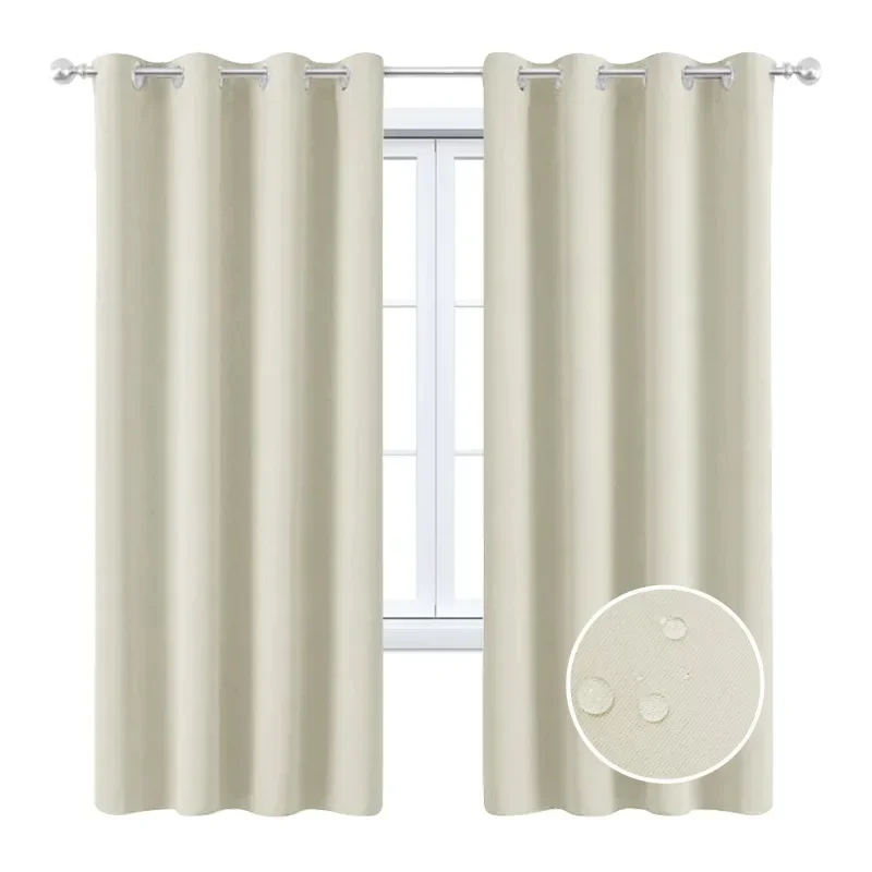 1 Panel Outdoor Curtain Patio Waterproof Rod Pocket Drape Light Blocking Home Décor Voile Curtains for Garden Porch Pavilion