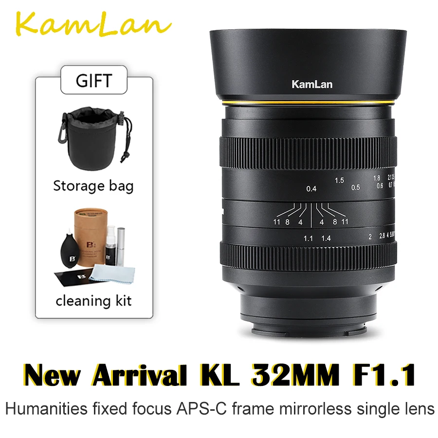 Kamlan 32mm F1.1 Camera Lens Large Aperture Manual Focus For Canon EOS-M EFM Sony E Fujifilm FX FUJI X M4/3 Mount Mirrorless