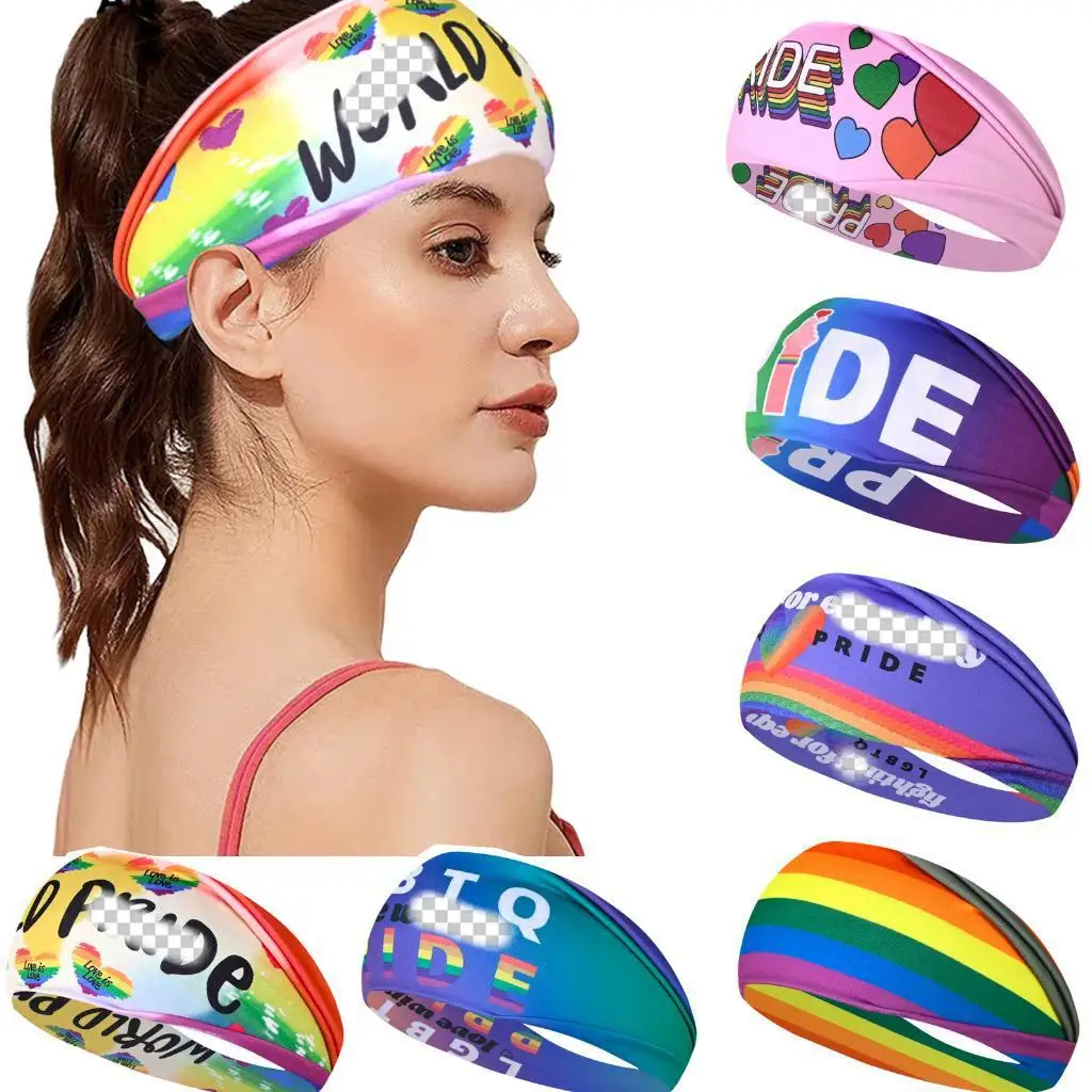 

Rainbow Sports Headband Sweat Absorbent Yoga Hairband for Women Men Fitness