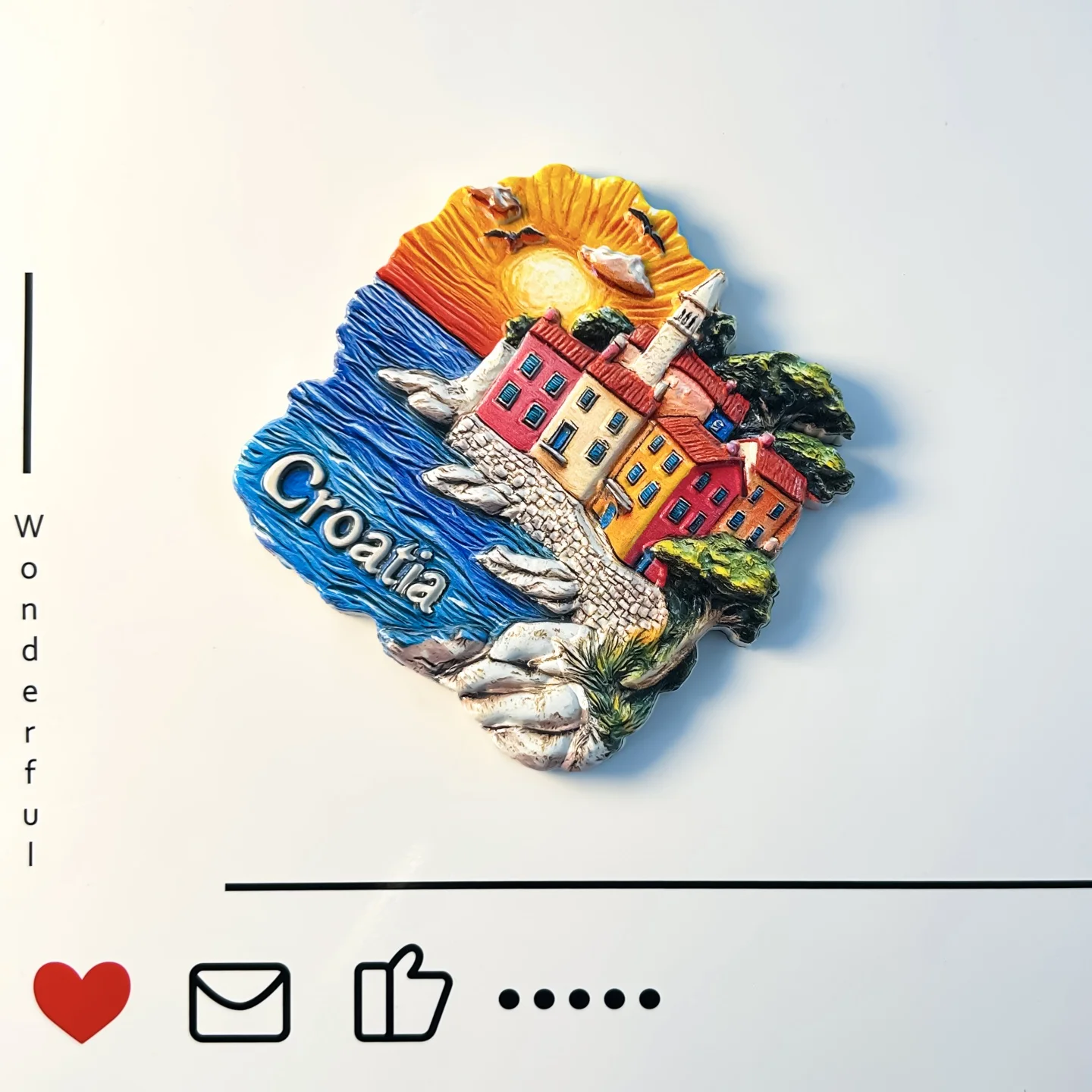 Croatia, Dubrov, Split Zagreb, Tourist souvenir, Magnetic refrigerator sticker