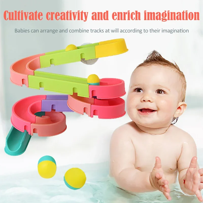 

Baby Toys Slide Marble Race Shower Pipeline Assembling Track Tracks Balls Set Bathroom Bathtub Kids Play Water Game Gifts