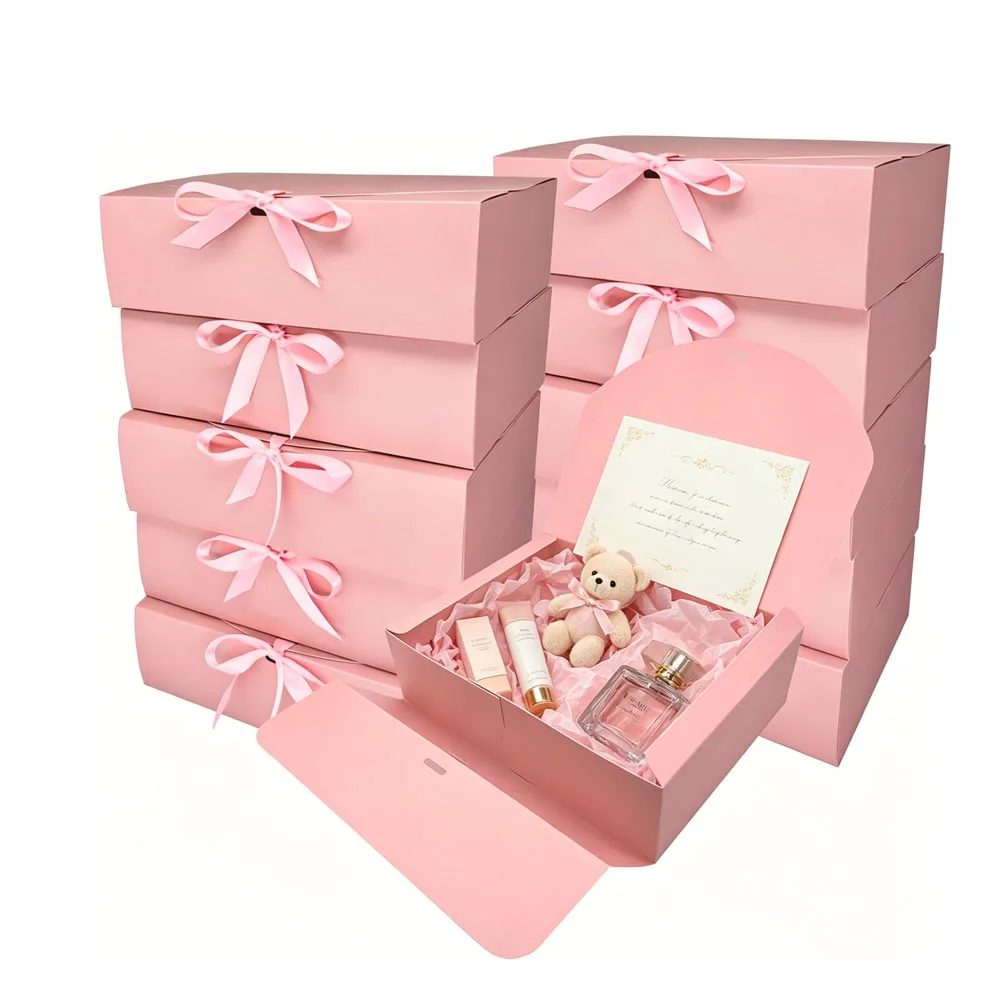 24-teilige große Schmuckaufbewahrungsbox mit Schleifenverschluss für Hochzeitsschmuck, Bademäntel, Broschen, Halsketten, Hautpflegeprodukte, Kosmetik, Nüsse, mit Papierdeckel. – Detail 3