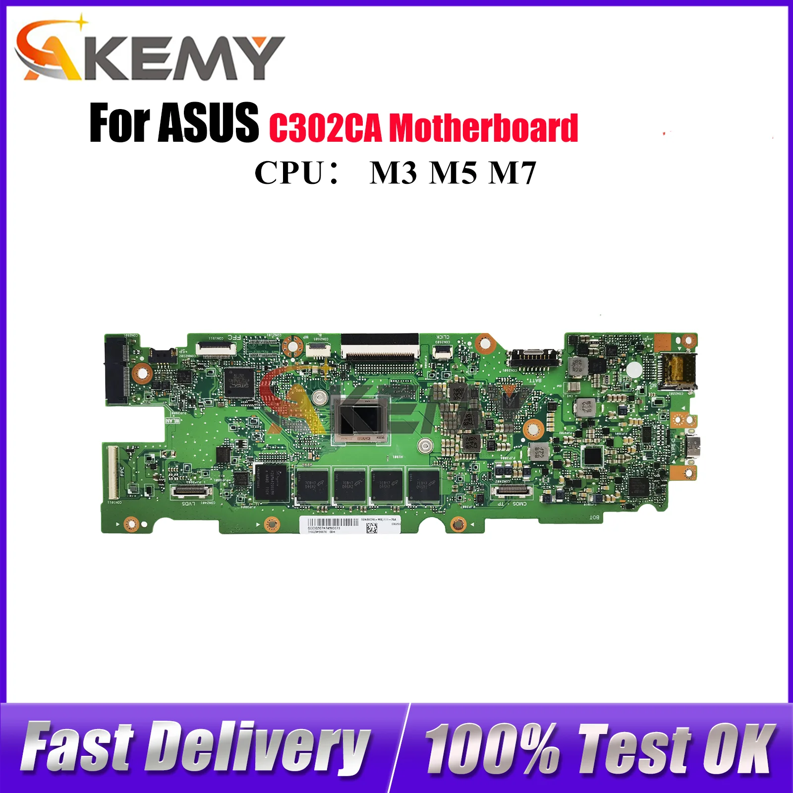 

C302CA Laptop Motherboard For ASUS Chromebook C302CA C302C Notebook Mainboard With I3 I5 I7 CPU 100% tests OK fast shipping stk