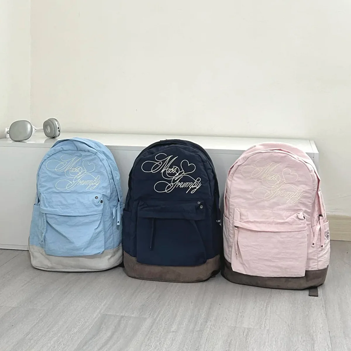 New Korean Style Backpack for Woman Embroidered Letter Bookbags School Bag Large Capacity Outdoor Bag Daily Fitness Bag for Gym