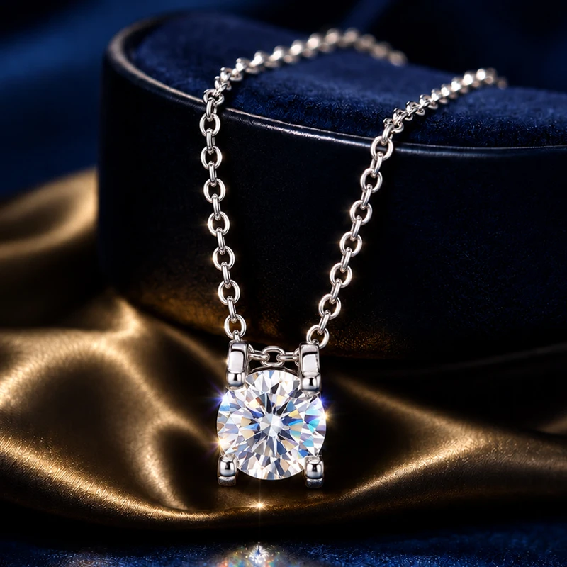 1CT 18K Gold Bull Head Moissanite Necklace Luxury Rose Gold Passed Diamond Test S925 Silver Women Birthday Party Jewelry