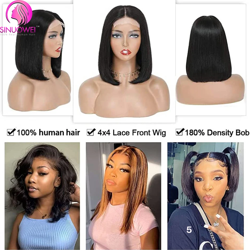 Straight Bob Wig T Part Wigs Brazilian 100% Human Hair Lace Part Wigs For Women Cheap Lace Closure Front Hair Wig Natural Color image 3