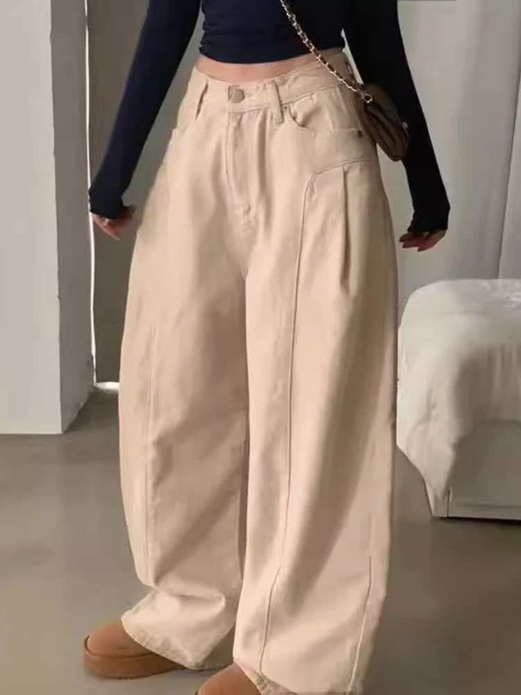 

Slimming High Waist Pleated Work Pants Chic Spring Vintage Women's Casual Straight Leg Trousers Korean Sle Long Pants