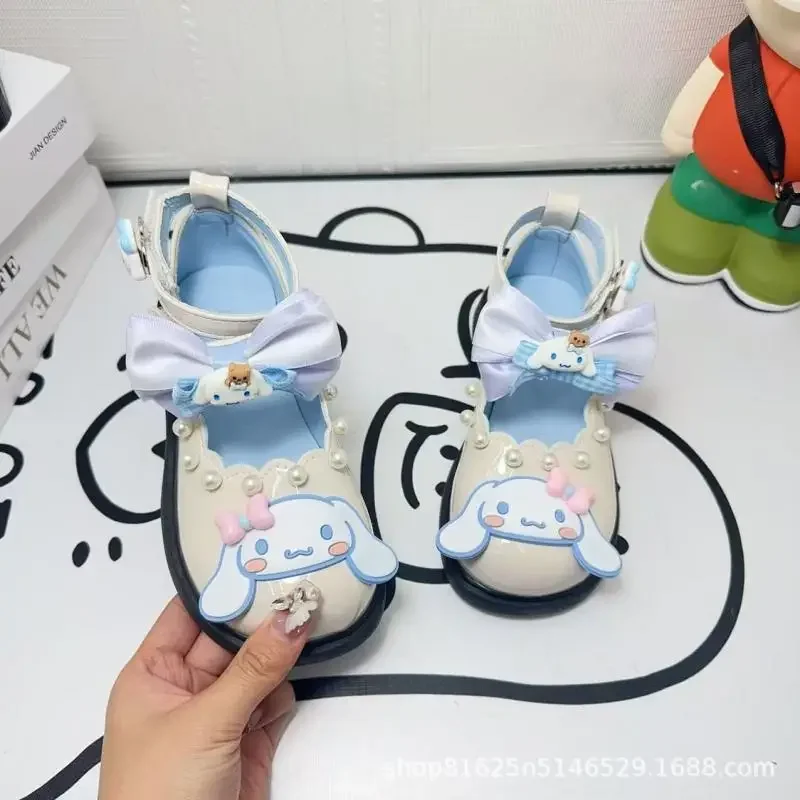 

Кожаные туфли с бантом для девочек Cinnamoroll, весенне-осенние новые туфли принцессы с героями мультфильмов в стиле аниме, милая обувь для выступлений Kawaii Sanrio