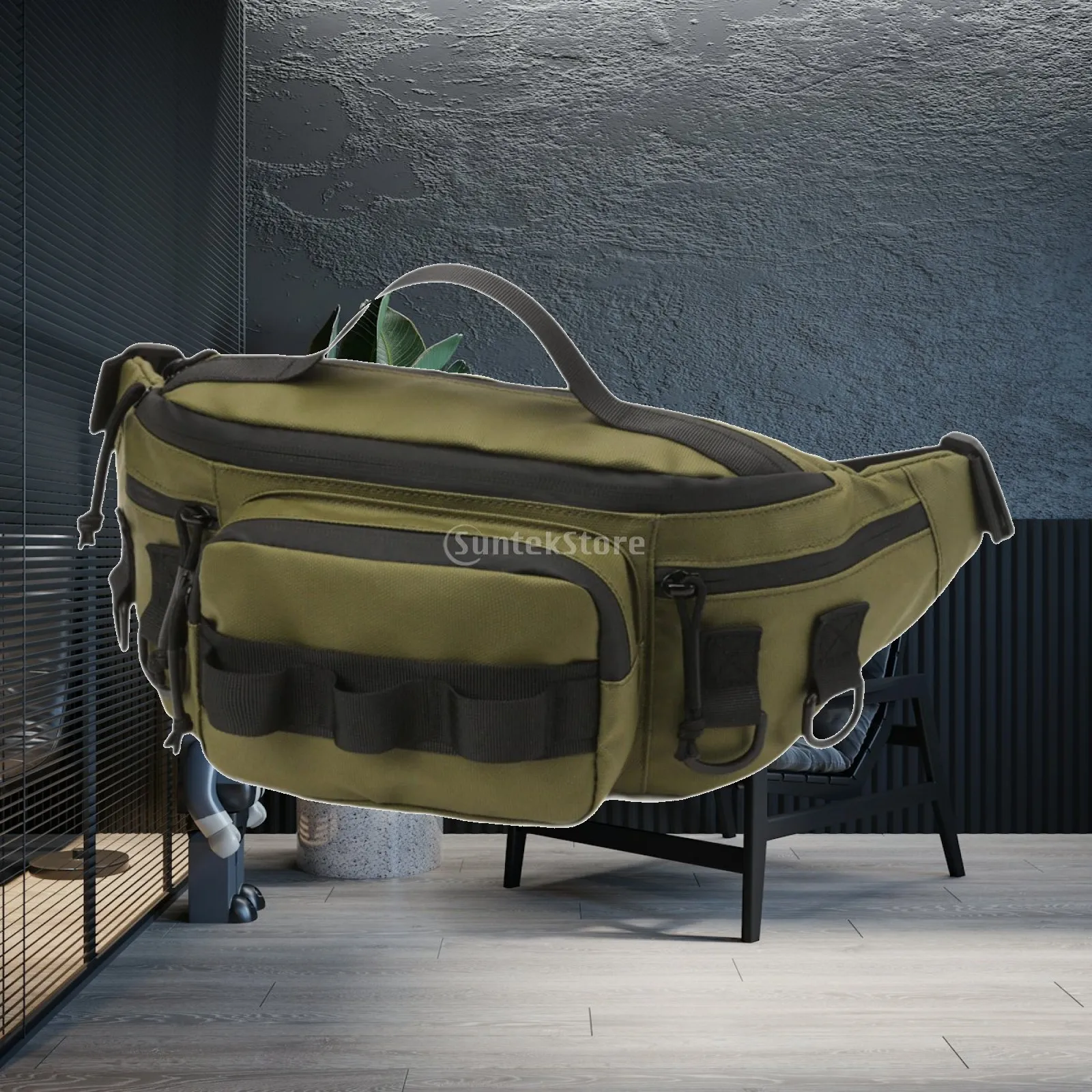 

Fishing Tackle Bag Carry Case Bag Oxford Adjustable Belt Fishing Bag Camping
