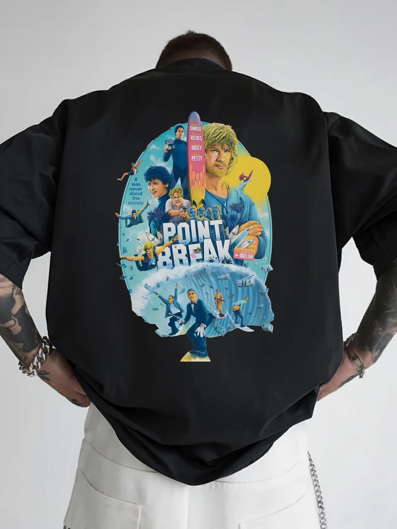 

Ретро-футболка «Point Break» — принт на спине серфинга, фильмы Патрика Шейзе и Киану Ривз — фанатская футболка 1980-х годов