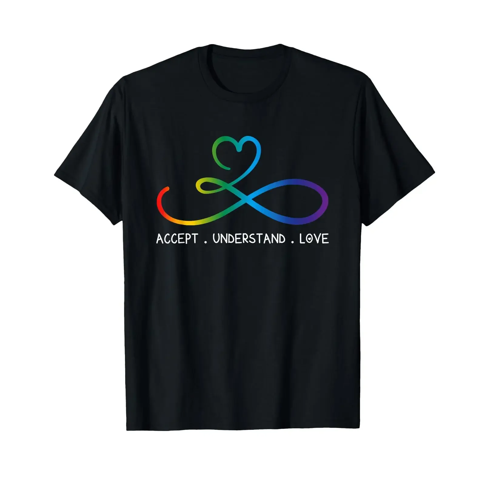 Accept Understand Love Neurodiversity Infinity Autism Heart T Shirt vintage Washed Casual Breathable graphic